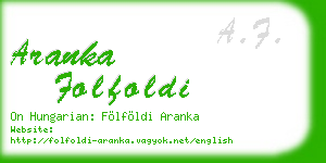 aranka folfoldi business card