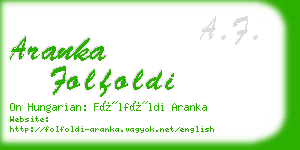 aranka folfoldi business card